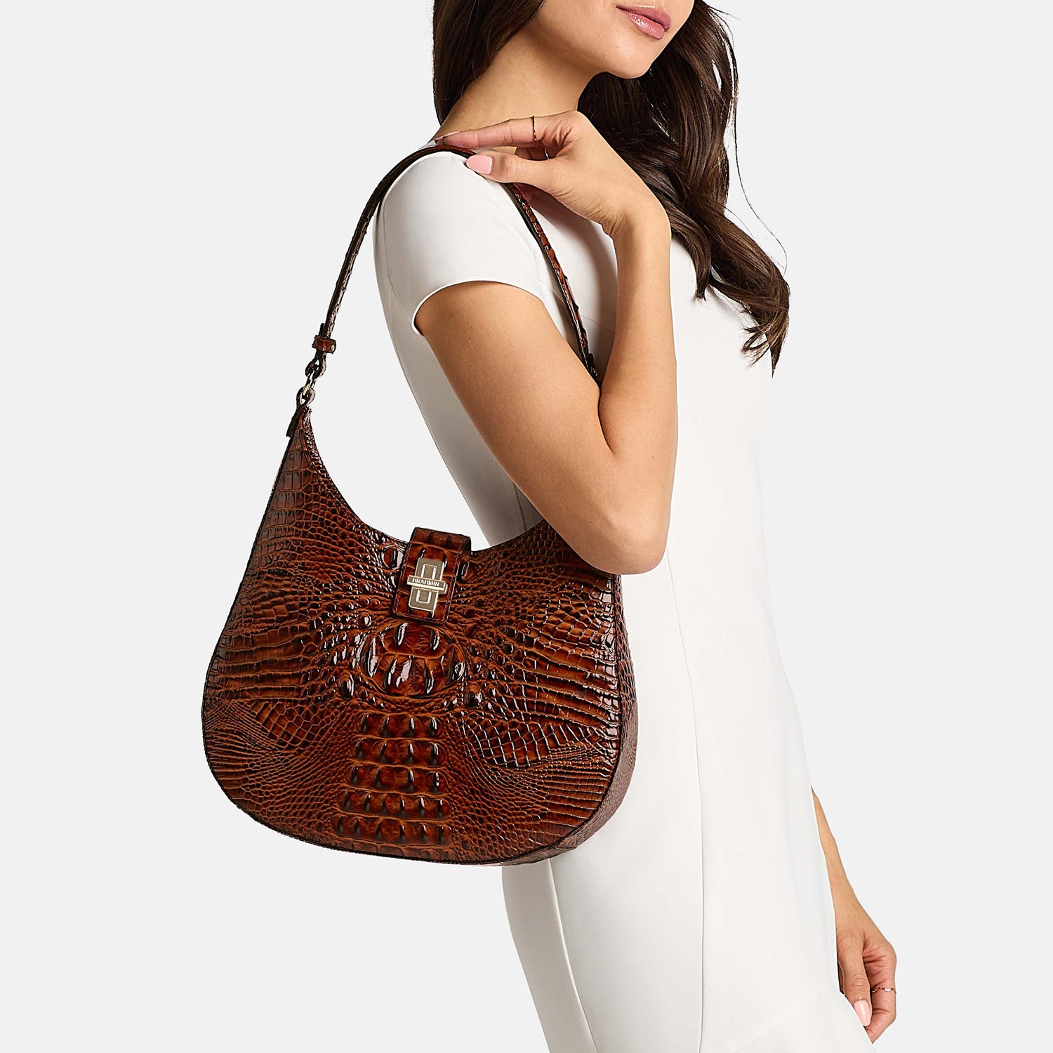 Pecan Melbourne Fallon Shoulder Bag Being Worn By Model