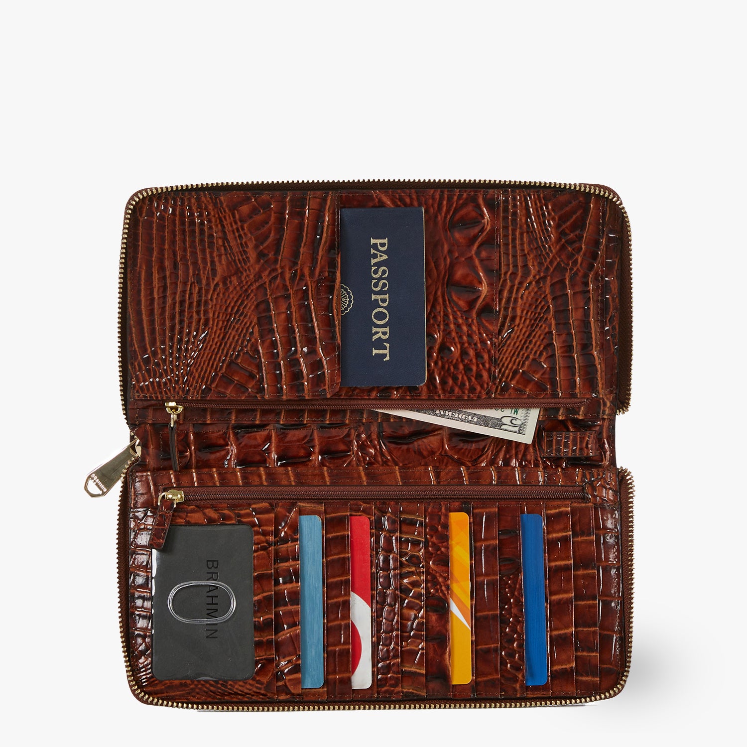 Pecan Melbourne Skyler Wallet Open with Money