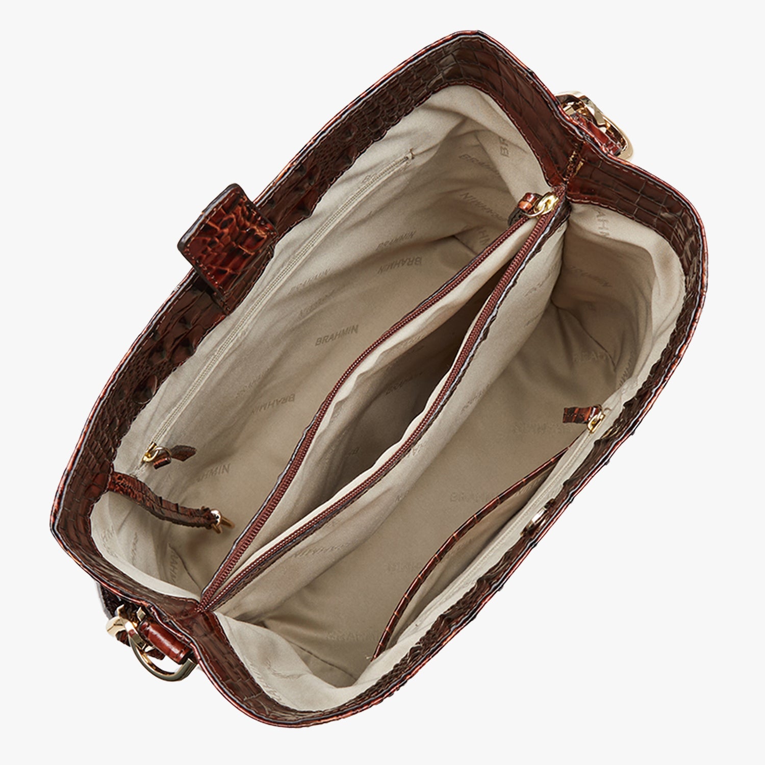 Pecan Melbourne Celina Bucket Bag Open Top View