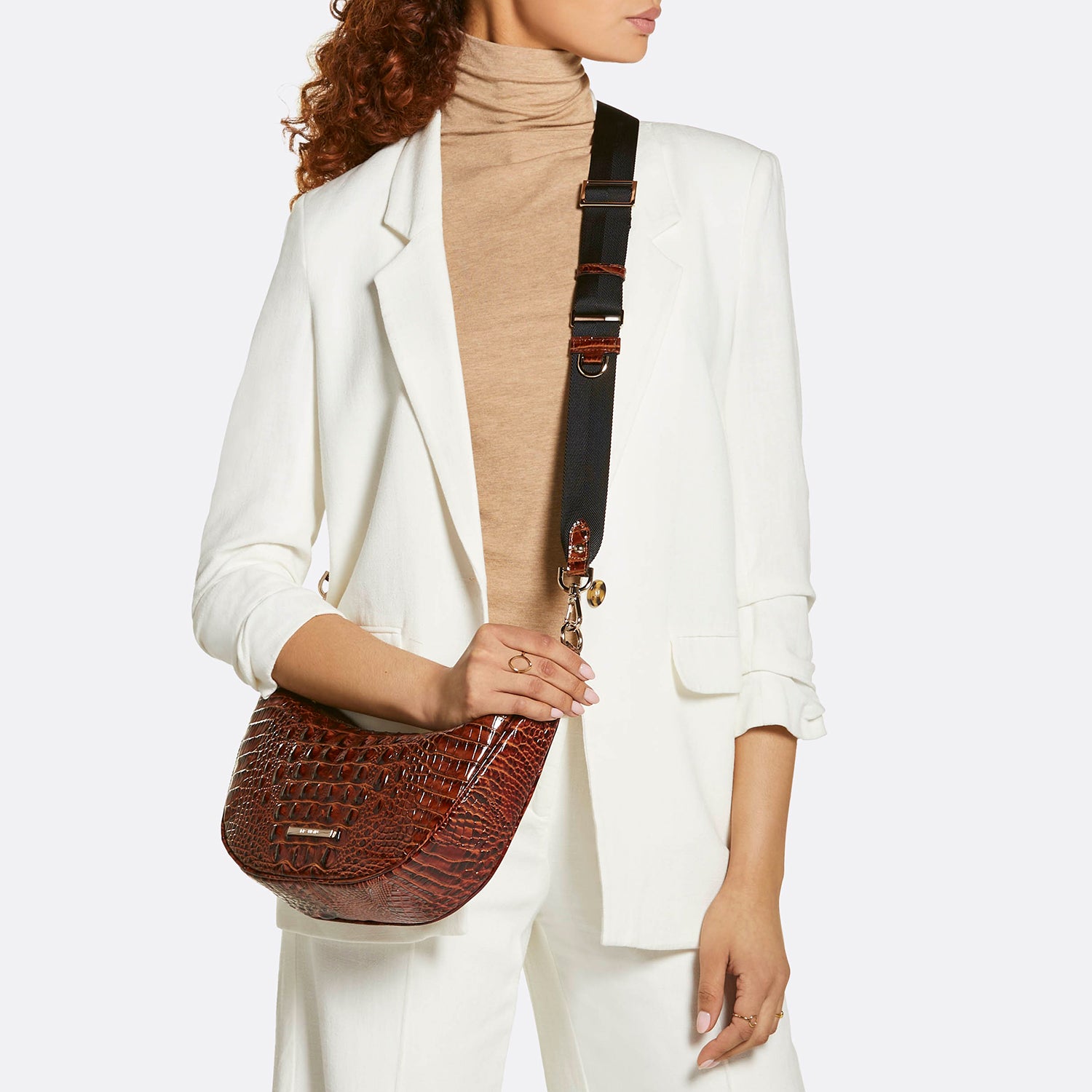 Pecan Melbourne Percy Crossbody Over the Shoulder