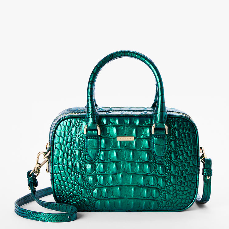 Mystic Green Melbourne Mara Satchel Front View With Strap