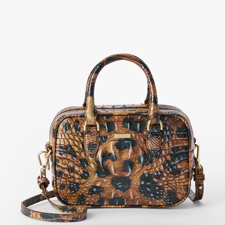 Golden Lynx Melbourne Mara Satchel Front View With Strap