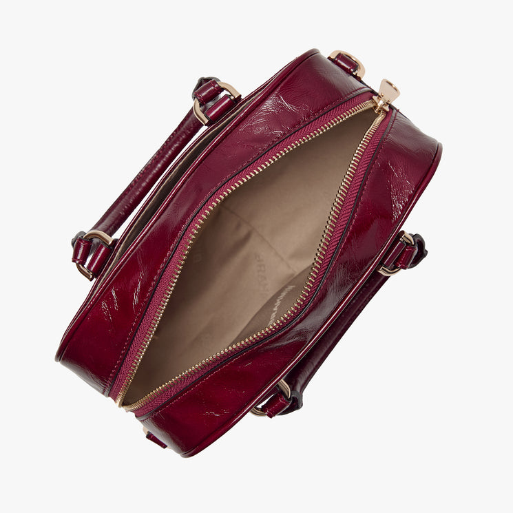 Cherry Lacquer Galloway Mara Satchel Open Top View 