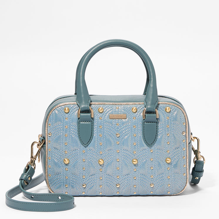 Moonlit Blue Piazza Mara Satchel Front View With Strap