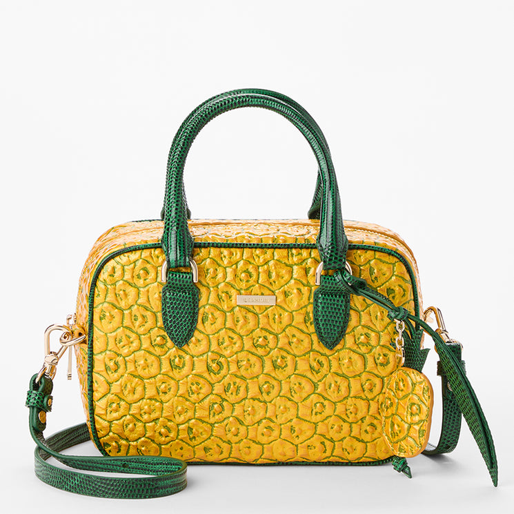 Yellow Marche Mara Satchel Front View With Strap