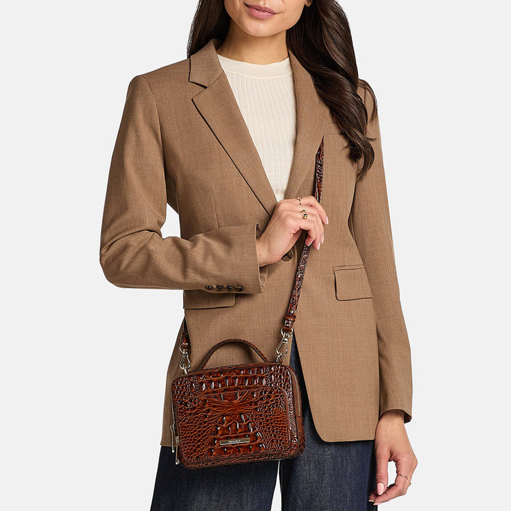 Pecan Melbourne Tori Crossbody Being Worn By Model