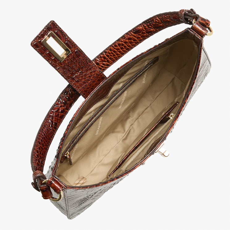 Pecan Melbourne Fallon Shoulder Bag Open Top View