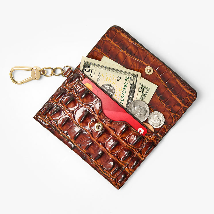 Pecan Melbourne Ricki Wallet Open View With Money and Cards 