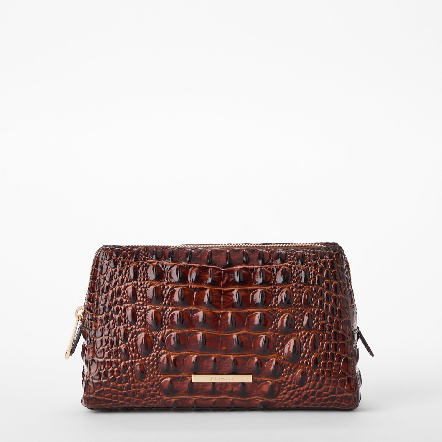 Loretta Zippered Leather Pouch | Pecan Melbourne | BRAHMIN
