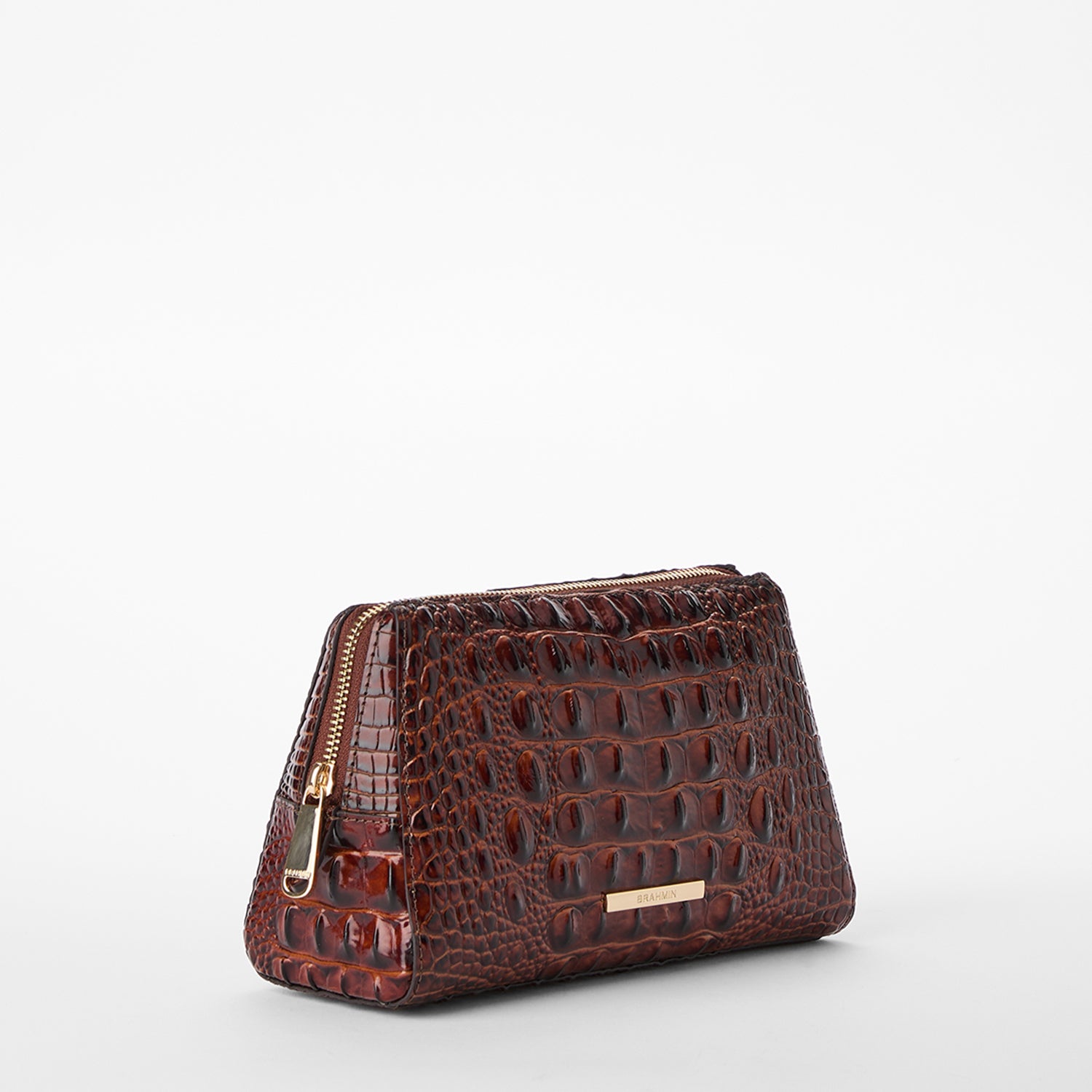 Loretta Zippered Leather Pouch | Pecan Melbourne | BRAHMIN