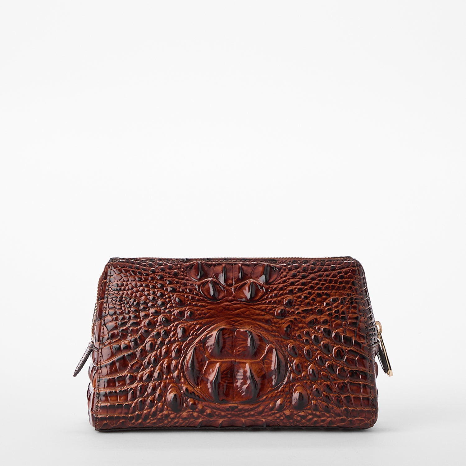 Loretta Zippered Leather Pouch | Pecan Melbourne | BRAHMIN
