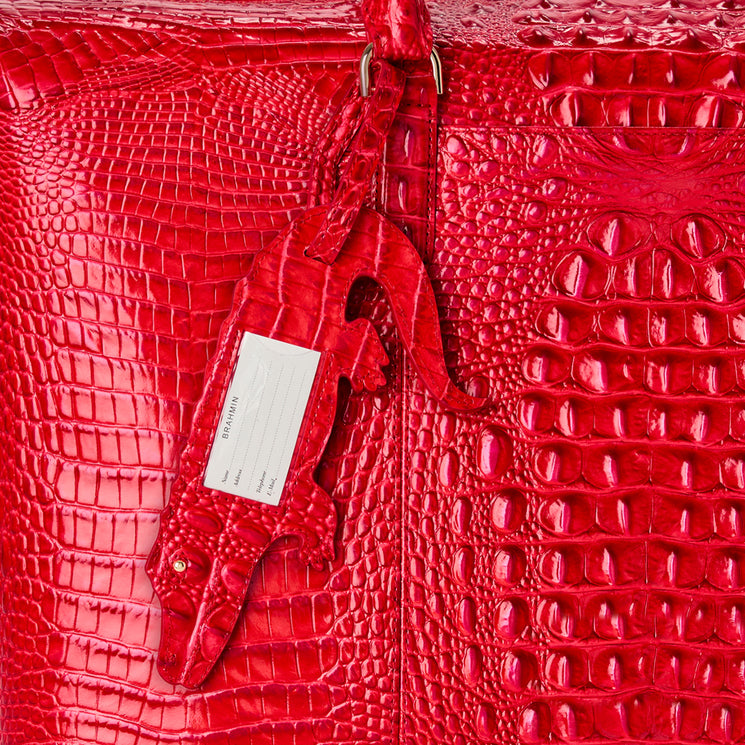 Sriracha Melbourne Melika Luggage Tag Front View On Duxbury Weekender
