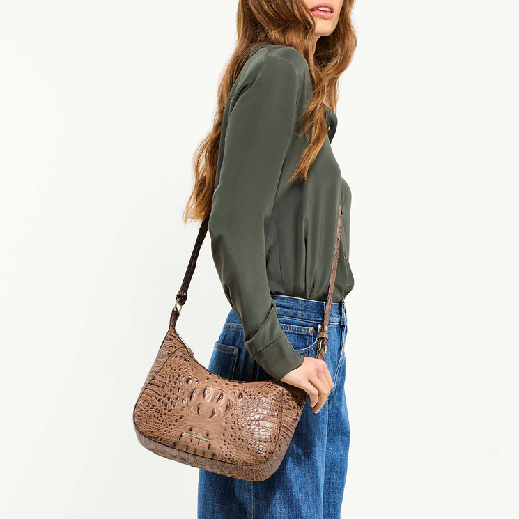 Model Wearing Toffee Alden Road Corinne Crossbody Bag 