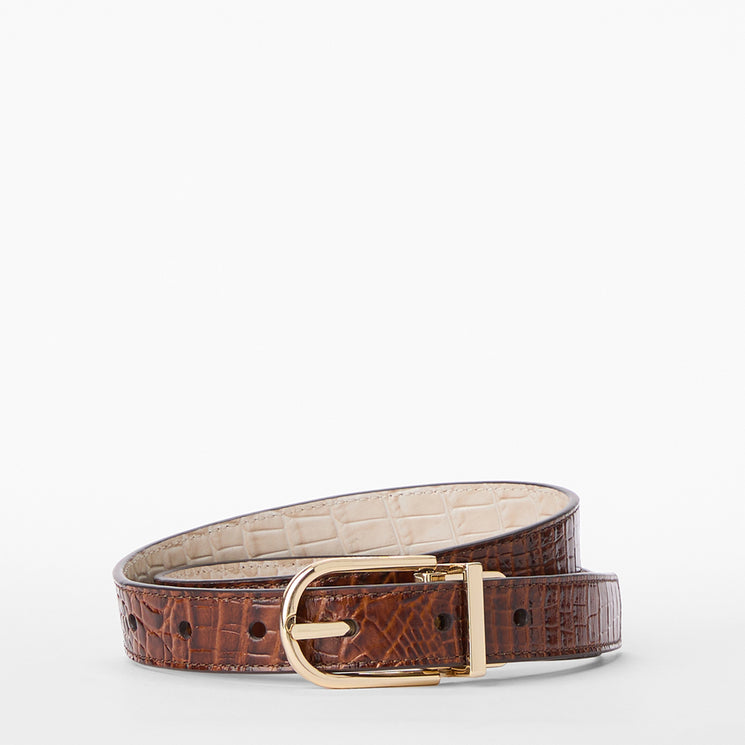 Contour Classic Croc Reversible Belt Pecan Front View