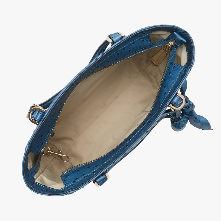 Blue Lady Ostrich Harrison Satchel Open View 