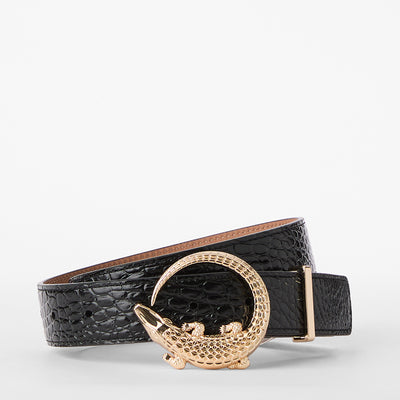 Black Classic Croc Medium Croc Buckle Belt - Large Front View 