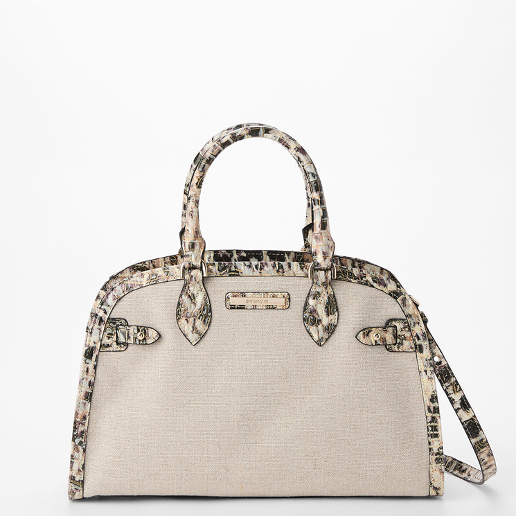 Linen Flashback Angelina Satchel Front View With Strap