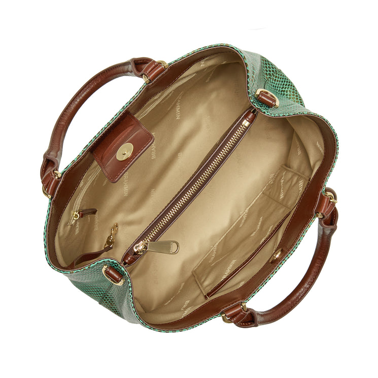 Dark Green Valley	Small Denise Satchel Open Top View