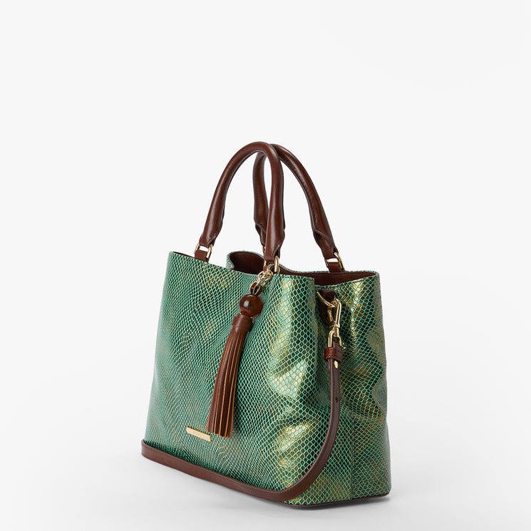 Dark Green Valley	Small Denise Satchel Side View With Strap