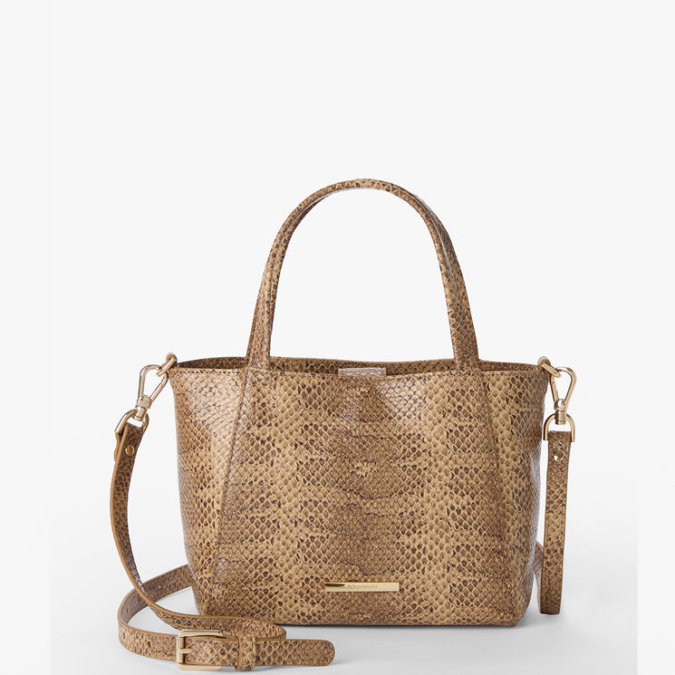 Light Pecan Bonaire Small Mona Tote Front View With Strap