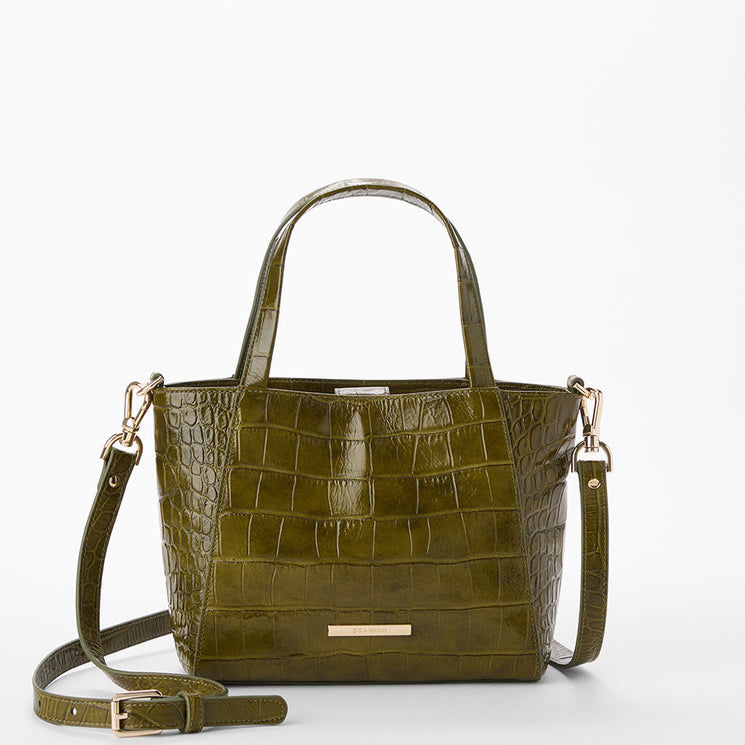Olive Alba Small Mona Tote Front View With Strap