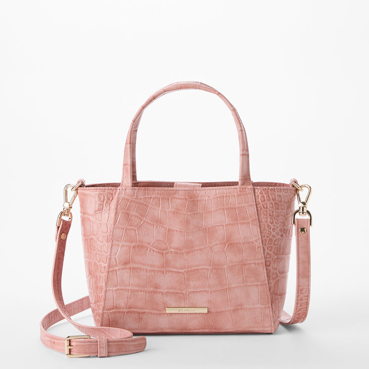 Blush Alba Small Mona Tote Front View With Strap