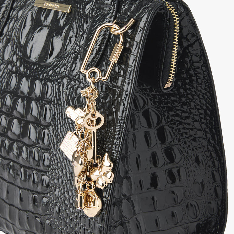 Light Gold Charms Lock Clip with Charms on Bag Side View 