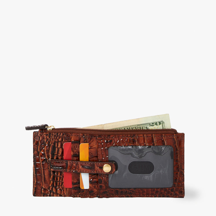 Pecan Melbourne Credit Card Wallet Open View Showing Contents
