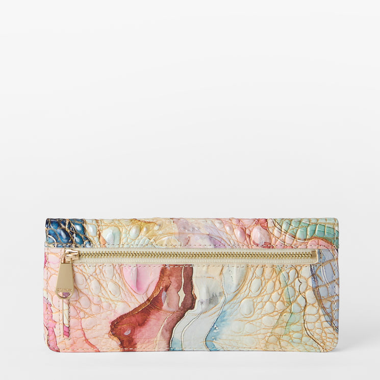 Marbled patterned wallet on a white background. Ady Wallet back view.