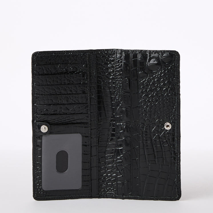 Black Melbourne Silver Hardware Ady Wallet Open Top View 