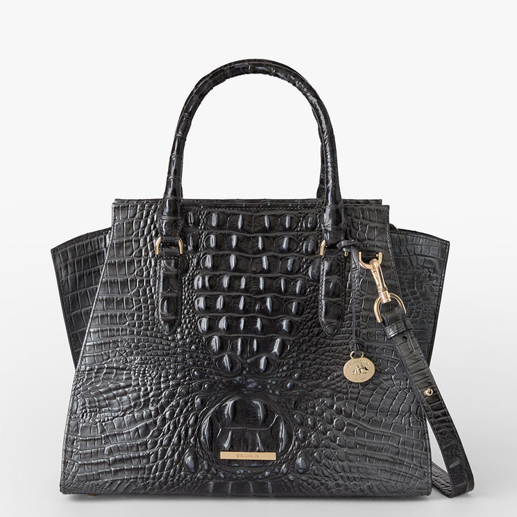 Charcoal Melbourne Priscilla Satchel Front View with Strap 