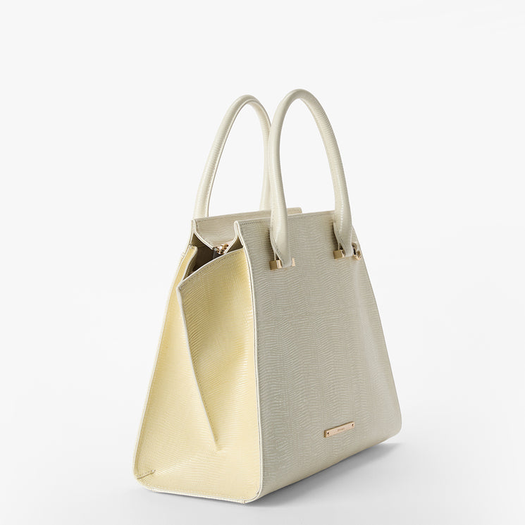 Ivory All Over Lizard Priscilla Satchel Side View
