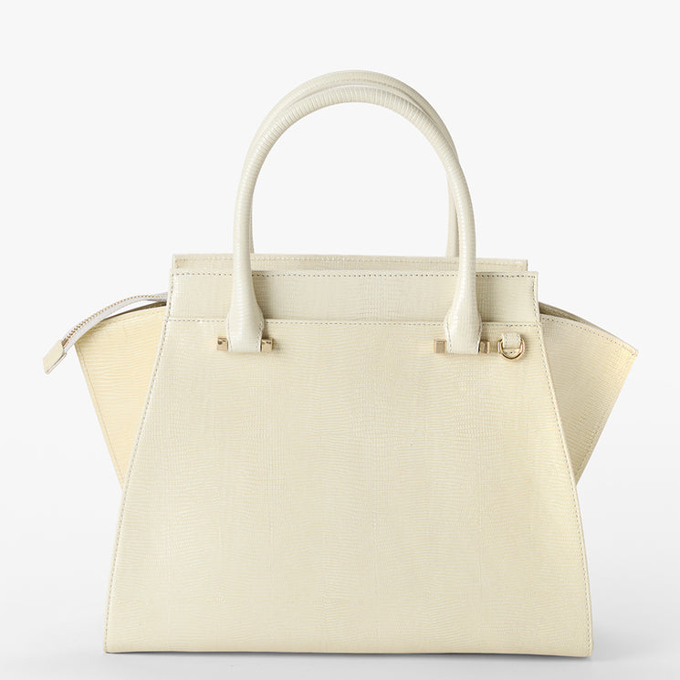 Ivory All Over Lizard Priscilla Satchel Back View
