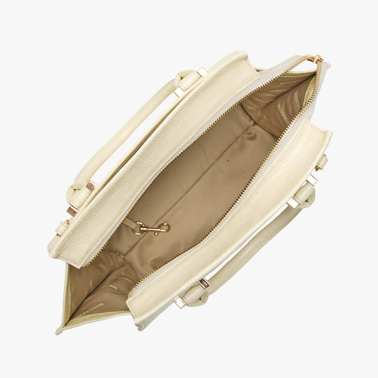 Ivory All Over Lizard Priscilla Satchel Open Top View