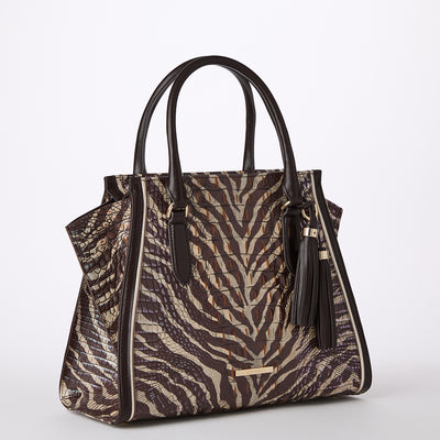 Coffee Bengal Priscilla Satchel Side View 