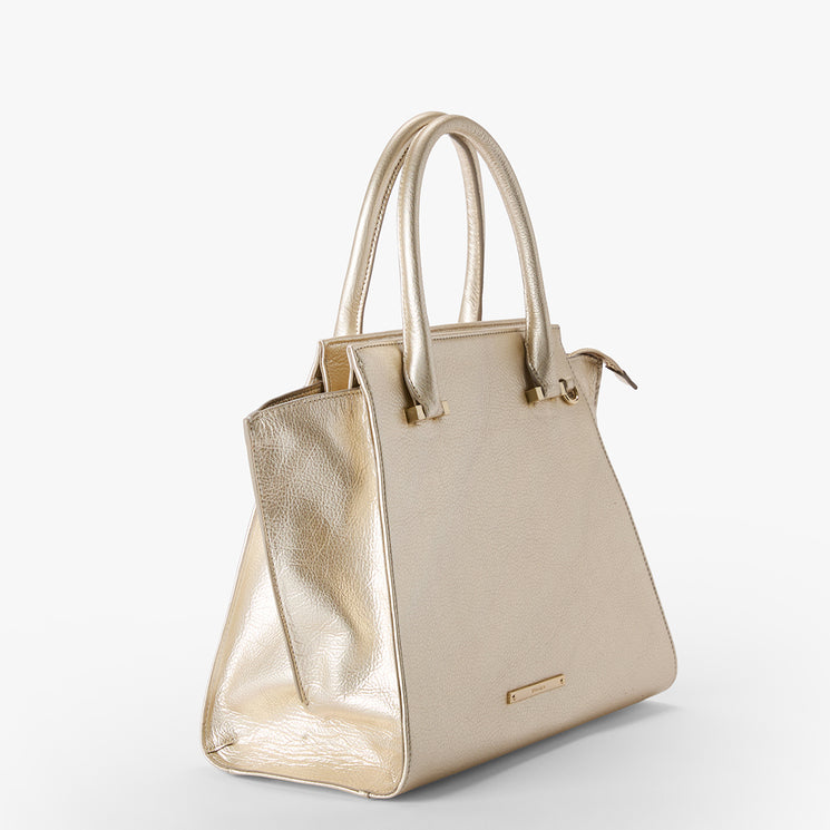Silver All Over Smooth	Priscilla Satchel Side View