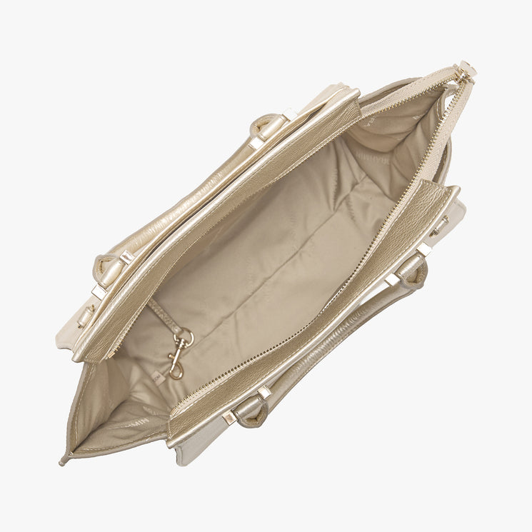 Silver All Over Smooth	Priscilla Satchel Open Top View