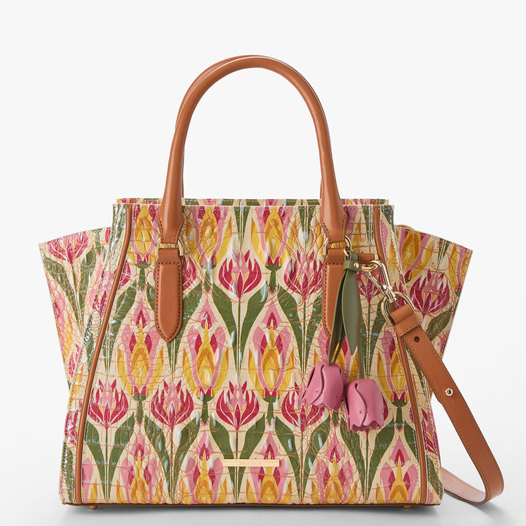 Multi Nectar Priscilla Satchel Front View with Tassel and Strap 