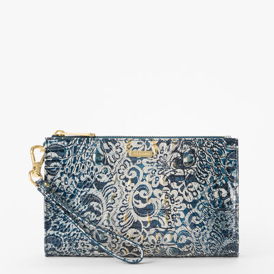 Blue Filigree Melbourne Daisy Wristlet Front View 
