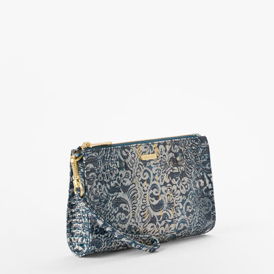 Blue Filigree Melbourne Daisy Wristlet Side View 
