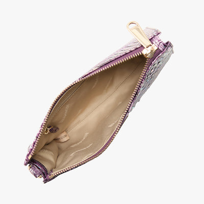 Passion Purple Melbourne Daisy Wristlet Front View with Strap 