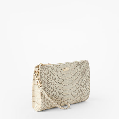 Oyster Grey All Over Snake Daisy Wristlet Side View 