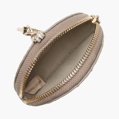 Timeless Taupe Ombre Melbourne Circle Coin Purse Open Top View 