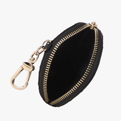 Black Regal Mini Melbourne Circle Coin Purse Open Top View 