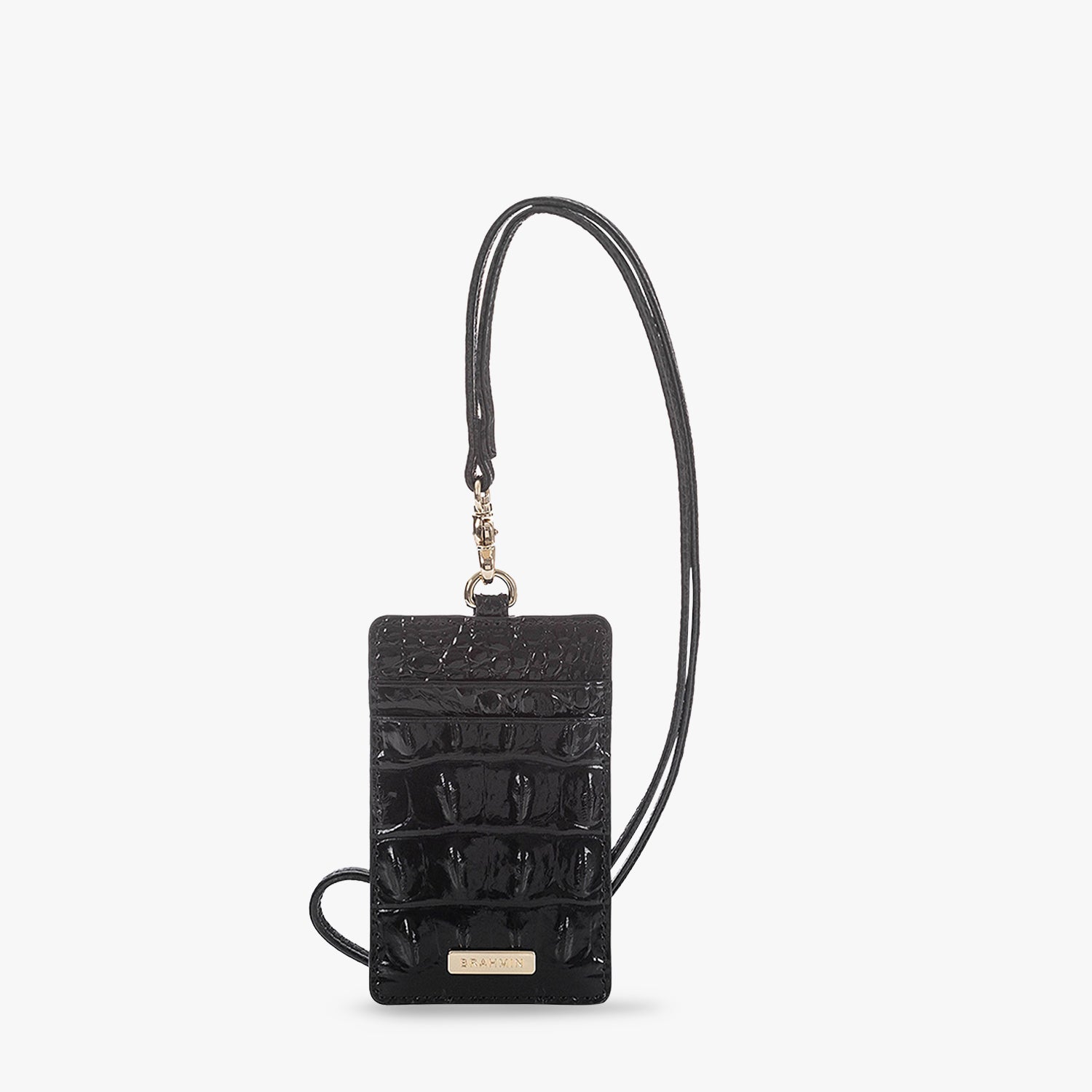 Sawyer Black Leather Lanyard Card Holder | BRAHMIN