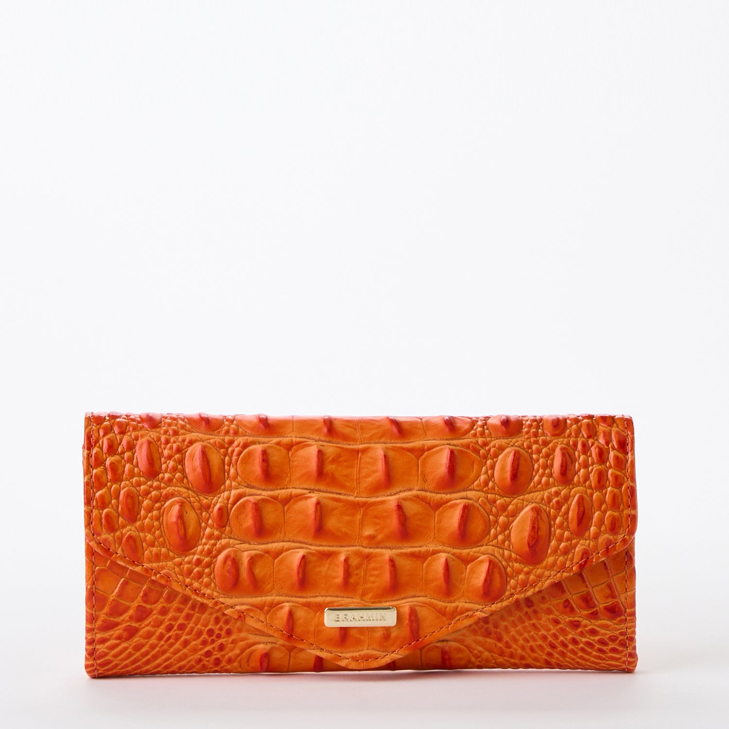 Brahmin Sloane Orange croc embossed leather buy wristlet