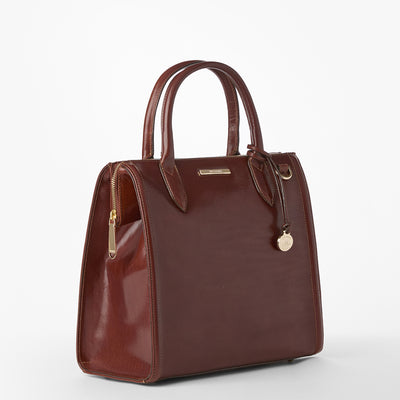 Cognac Topsail Caroline Satchel Side View 