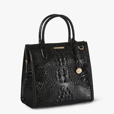 Black Melbourne Caroline Satchel Bag Side View 