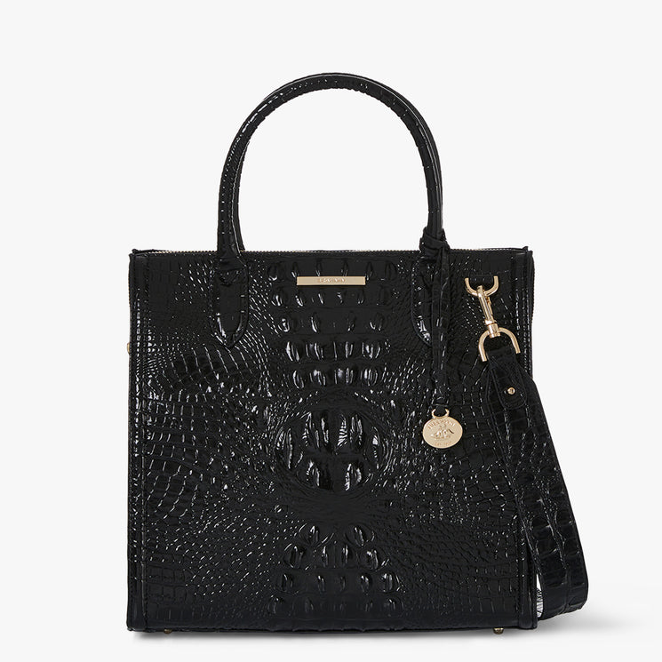 Black Melbourne Caroline Satchel Bag Front View With Strap