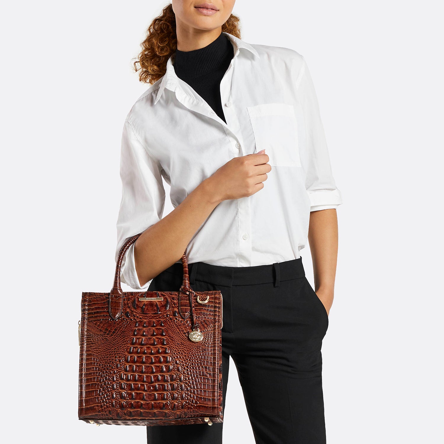 Caroline Leather Satchel Black Melbourne BRAHMIN - Main Image